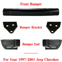 Load image into Gallery viewer, Front Bumper Face Bar + Ends + Mounting Brackets For 1997-2001 Jeep Cherokee