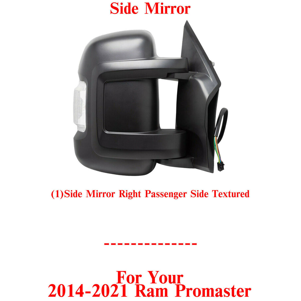 Right Passenger Side Mirror Manual Folding Textured For 2014-2021 Ram Pro Master
