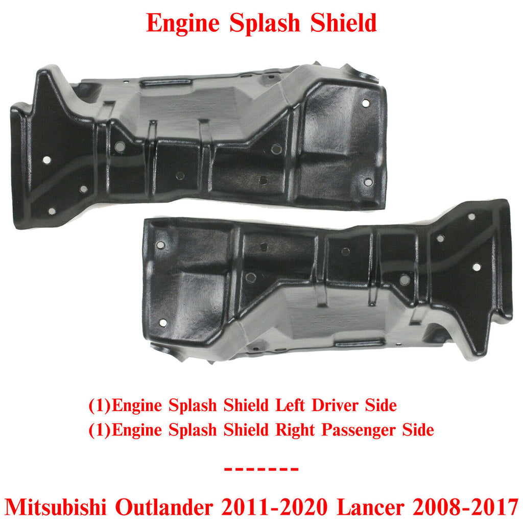 Engine Splash Shield LH+RH Side For 2008-17 Mitsubishi Lancer / 11-20 Outlander