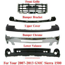 Load image into Gallery viewer, Front Bumper Chrome + Grille + Upper + Valance For 2007-2013 GMC Sierra 1500