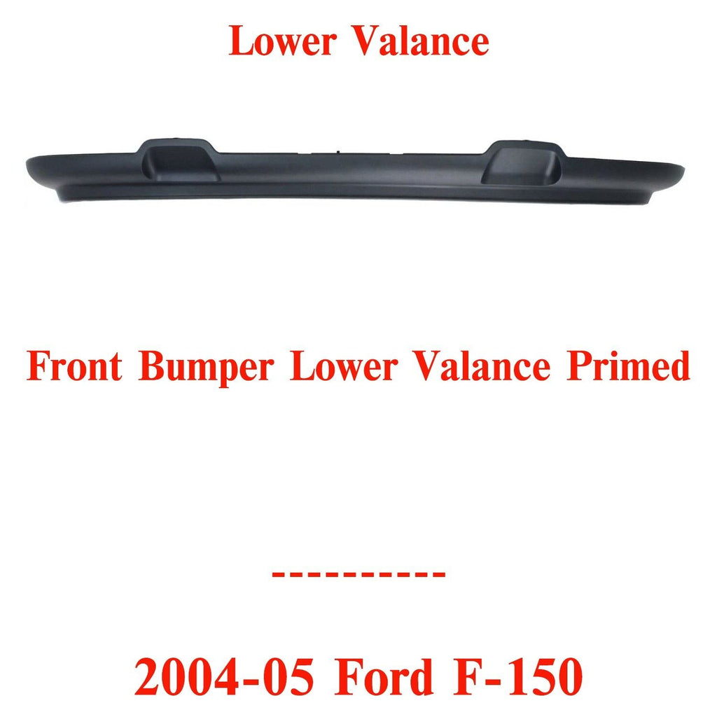 Front Bumper Lower Valance Primed w/o Fog Light Hole For 2004-05 Ford F-150 RWD