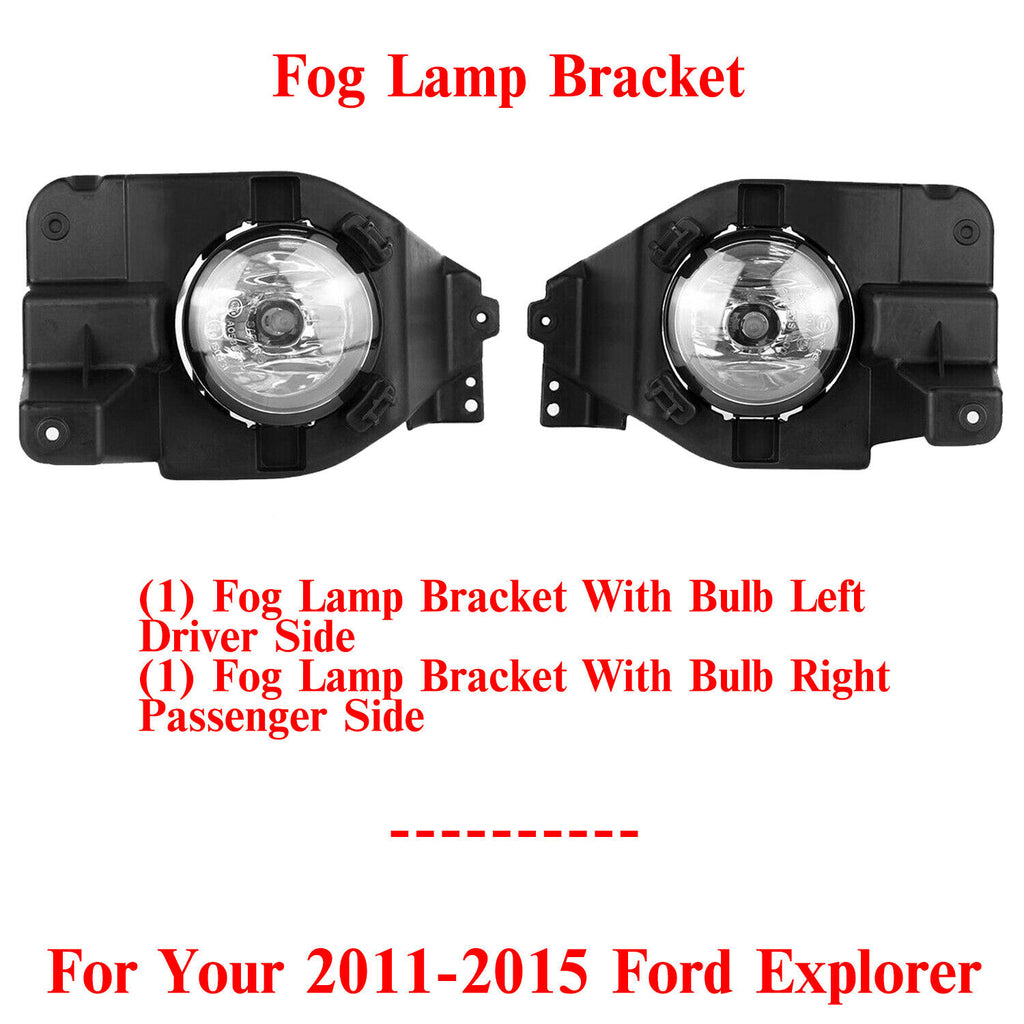 Fog Light Brackets With Bulbs Left & Right Side For 2011-2015 Ford Explorer