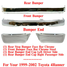 Load image into Gallery viewer, Front &amp; Rear Bumper Chrome With End Cap LH &amp; RH Side For 1999-02 Toyota 4Runner