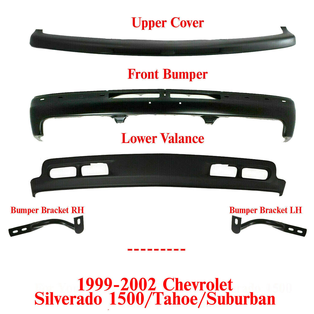 Front Bumper Kit Primed Steel For 1999-2002 Chevy Silverado 1500 Tahoe Suburban