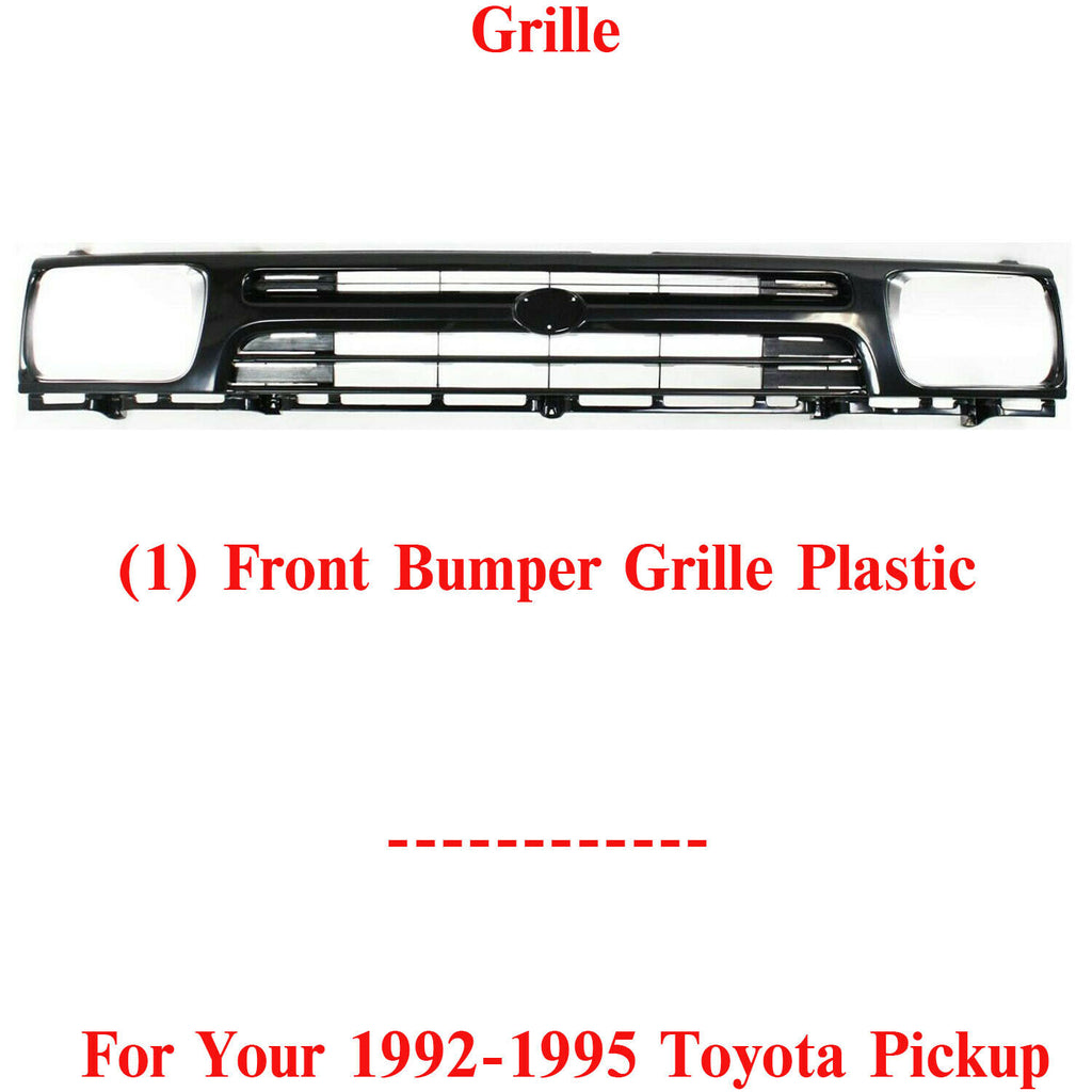 Front Bumper Grille Plastic Shell & Insert For 1992-1995 Toyota Pickup