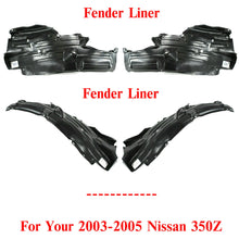 Load image into Gallery viewer, Front &amp; Rear Fender Liners Left + Right Side 4-Piece Set For 2003-05 Nissan 350Z