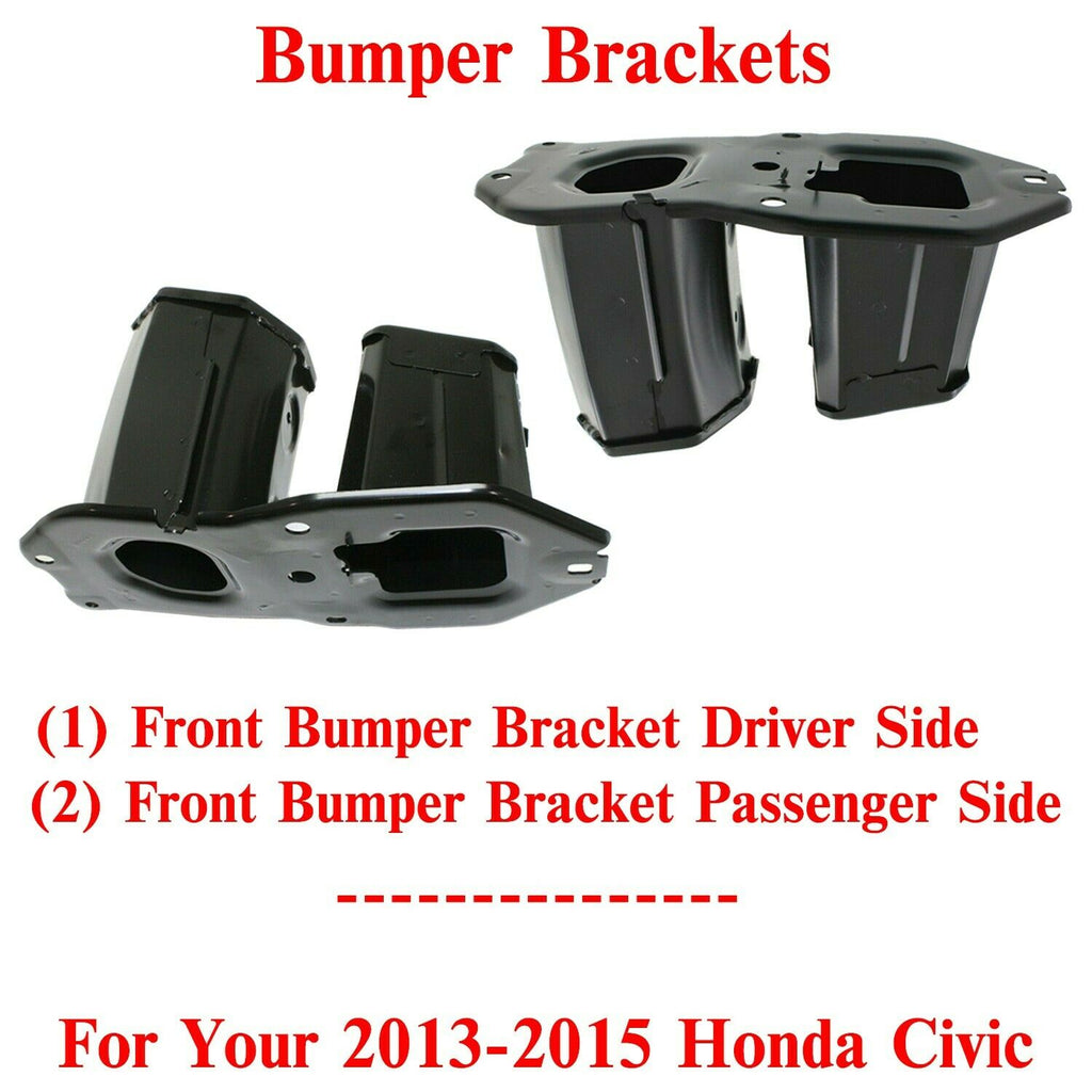Front Bumper Brackets Driver & Passenger Side For 2013-2015 Honda Civic