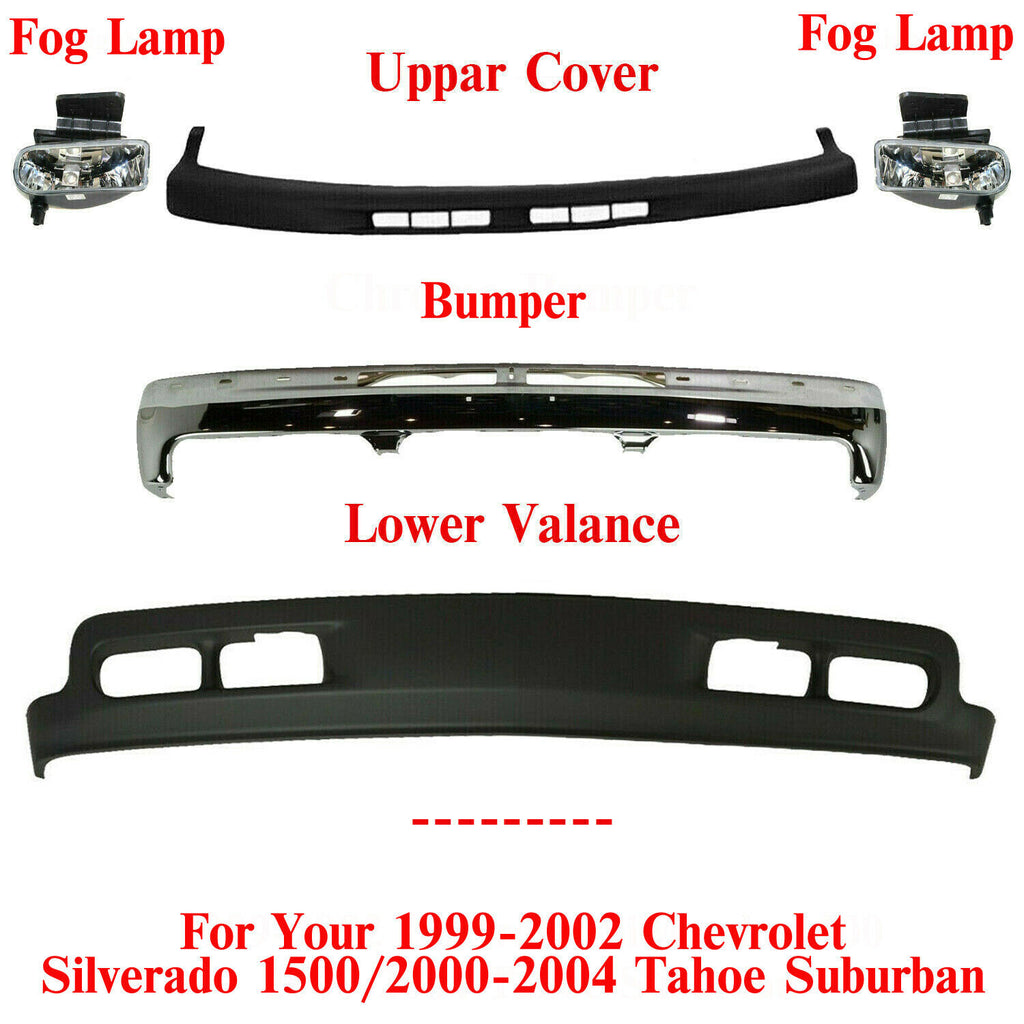Front Bumper Kit with Fog Lamp For 1999-2002 Silverado 1500/00-04 Tahoe Suburban