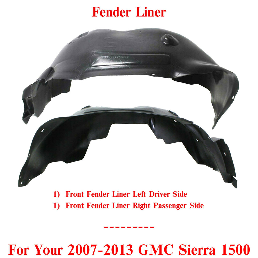Front Fender Liner Left & Right Side For 2007-2013 GMC Sierra 1500