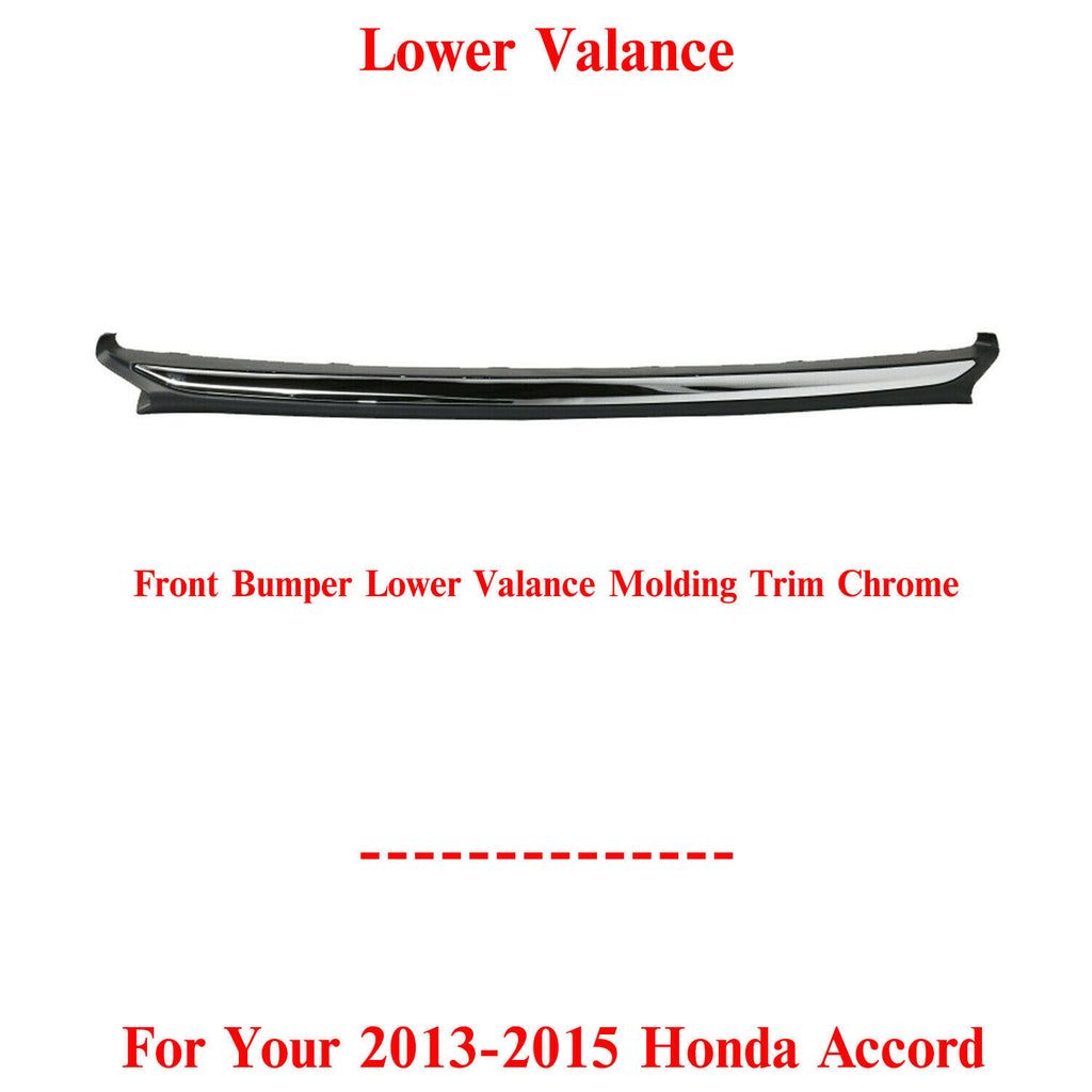 Front Bumper Lower Valance Molding Trim Chrome For 2013-2015 Honda Accord Sedan