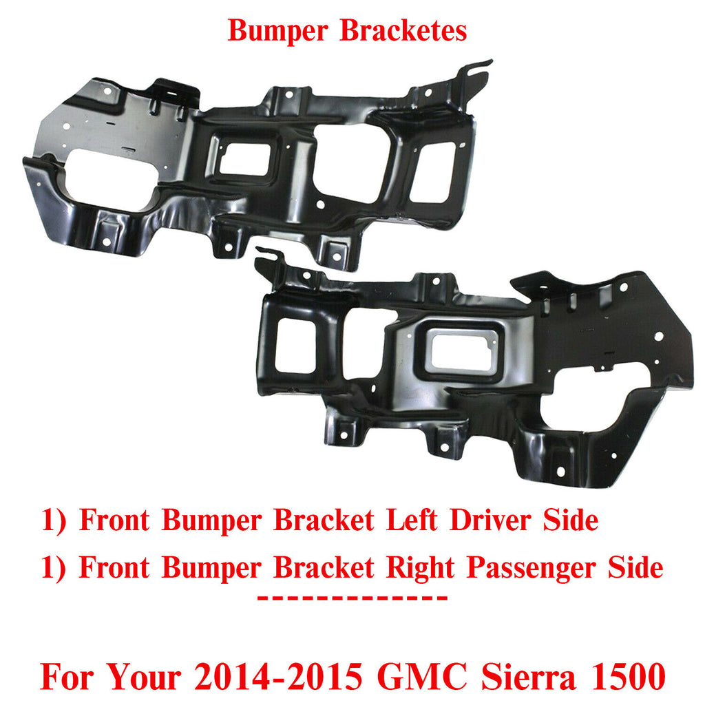 Front Bumper Bracket Steel Left & Right Side For 2014-2015 GMC Sierra 1500