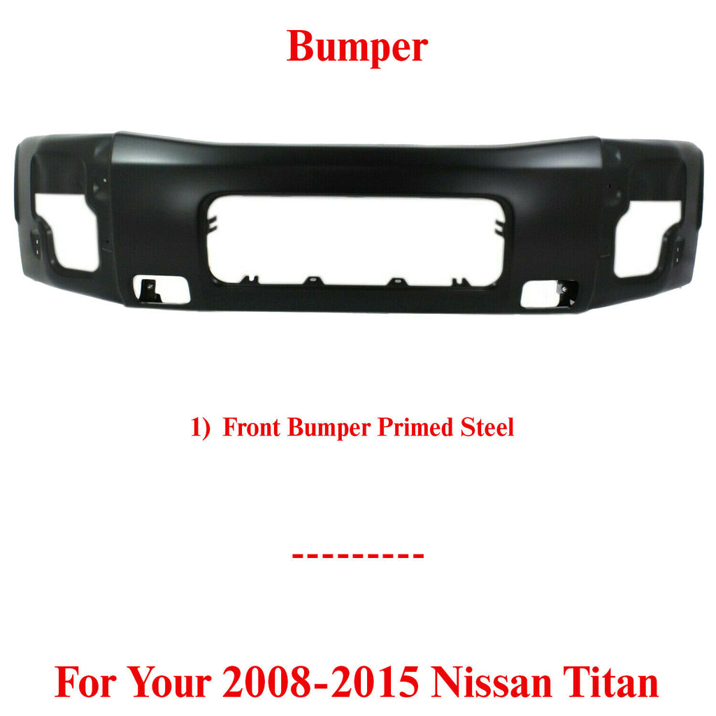 Front Bumper Face Bar Primed Steel For 2008-2015 Nissan Titan