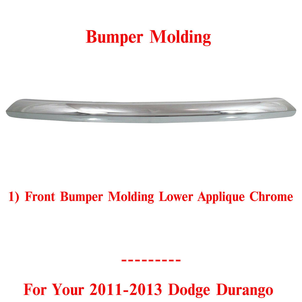 Front Bumper Molding Lower Applique Chrome For 2011-2013 Dodge Durango