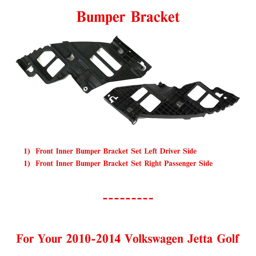 Set of 2 Front Inner Bumper Brackets Lh & Rh for 10-14 Volkswagen Jetta GTI Golf