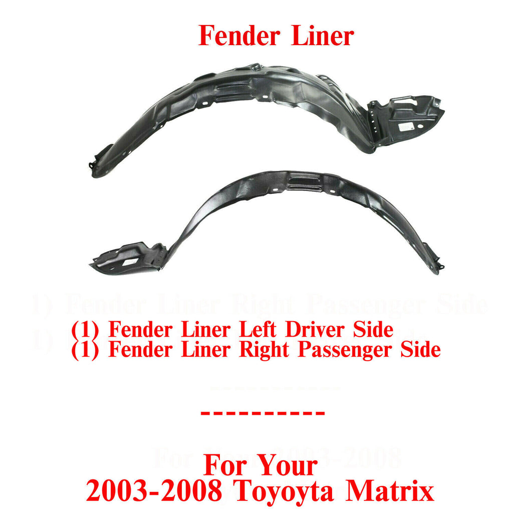 Front Fender Liner Right Passenger & Left Driver Side For 03-2008 Toyota Matrix