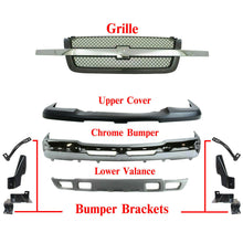 Load image into Gallery viewer, Front Bumper Kit Chrome Steel + Grille + Brackets For 2003-2006 Silverado 1500