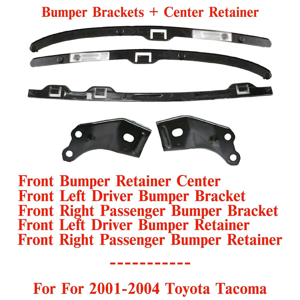 Front Bumper Brackets + Center Retainer LH & RH Side + For 2001-04 Toyota Tacoma