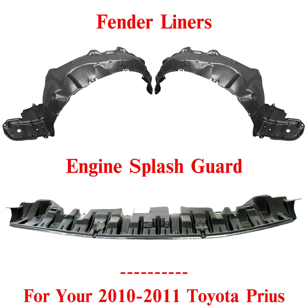 Front Engine Splash Guard & Fender Liners LH & RH Side For 2010-11 Toyota Prius