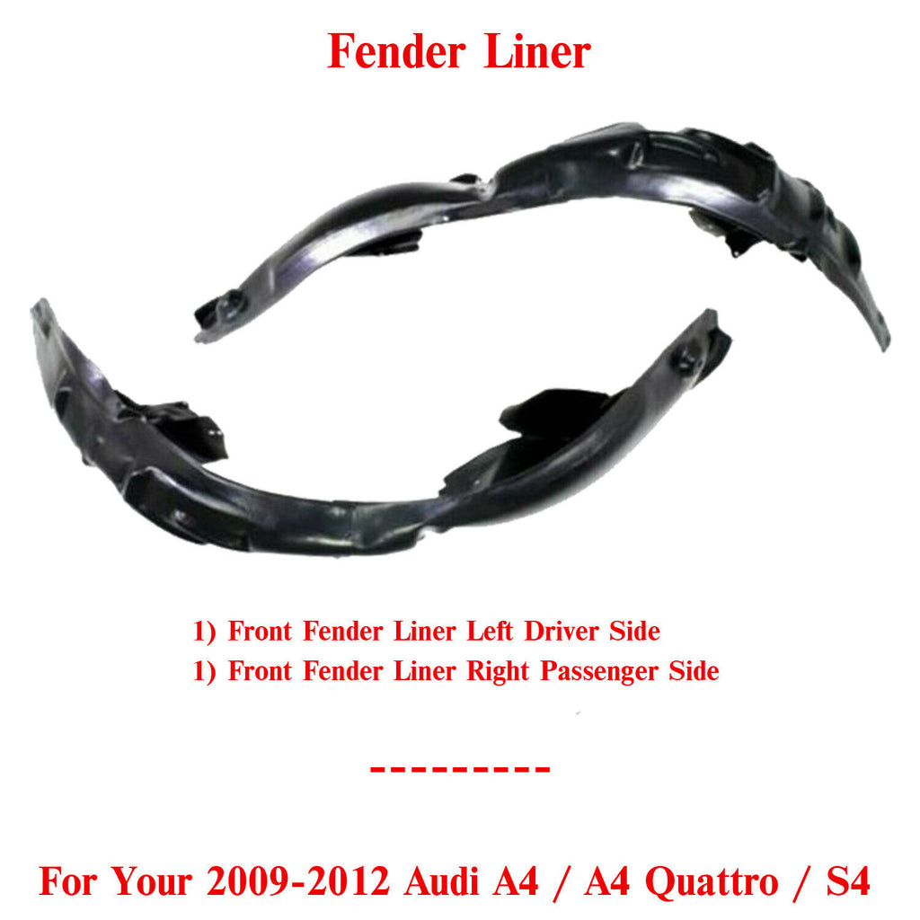 Front Fender Liner Left & Right Side For 2009-2012 Audi A4 / A4 Quattro / S4