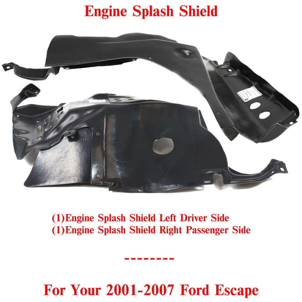 Engine Splash Shield Left Driver & Right Passenger Side For 2001-07 Ford Escape
