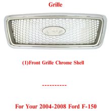 Load image into Gallery viewer, Front Grille Chrome Shell With Beige Insert Plastic For 2004-2008 Ford F-150
