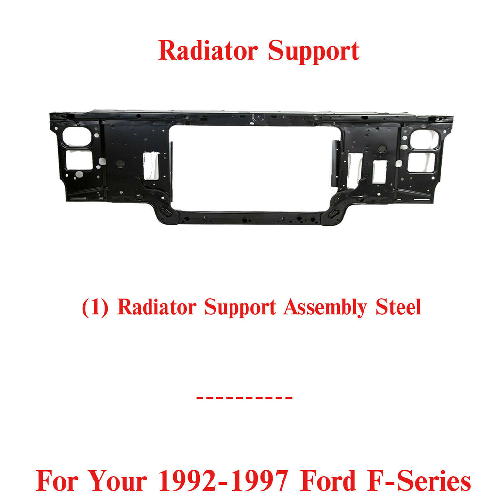 Front Bumper Radiator Support Assembly Steel Black For 1992-1997 Ford F-Series