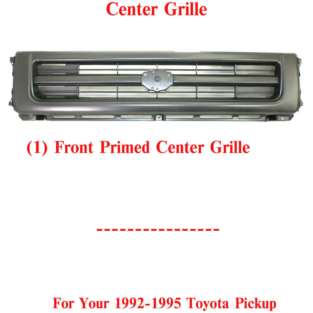 Front Bumper Primed Grille Center For 1992-1995 Toyota Pickup