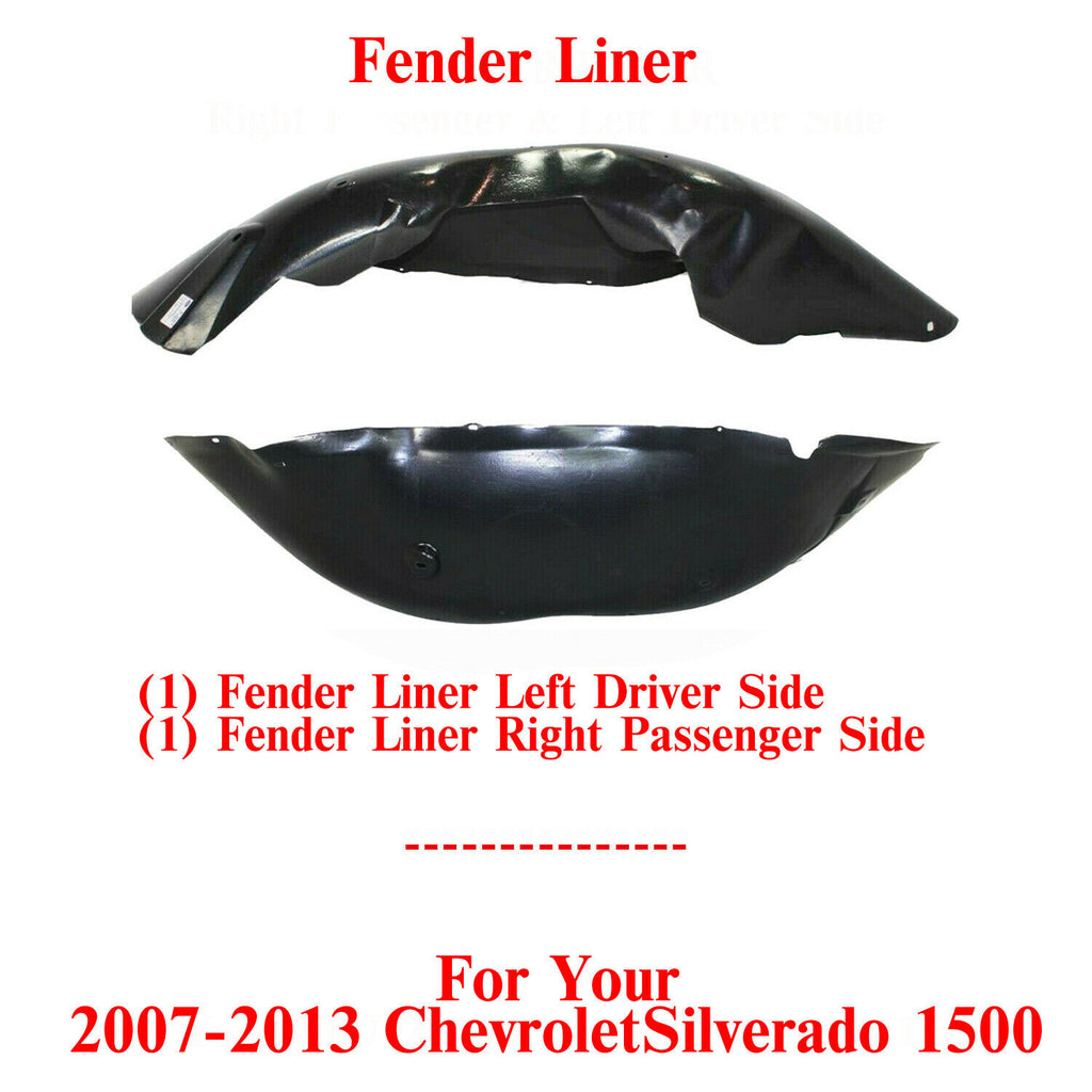 Front Fender Liner Right & Left Side For 2007-2013 Chevrolet Silverado 1500