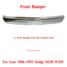 Load image into Gallery viewer, Front Bumper Face Bar Chrome Steel For 1986-1993 Dodge D250 W250