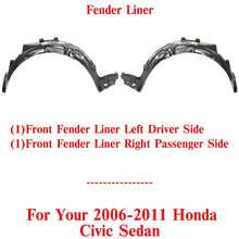 Load image into Gallery viewer, Set of Front Splash Shield Fender Liner LH &amp; RH For 2006-2011 Honda Civic Sedan