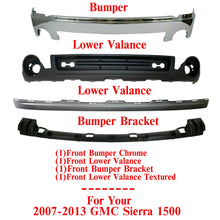 Load image into Gallery viewer, Front Bumper Chrome + Valance + Extension Bracket For 2007-2013 GMC Sierra 1500