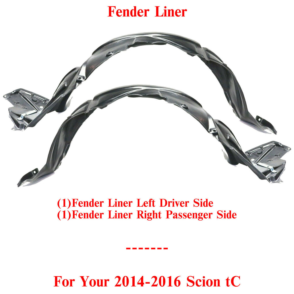 Front Splash Shield Fender Liner Left & Right Side For 2014-2016 Scion TC