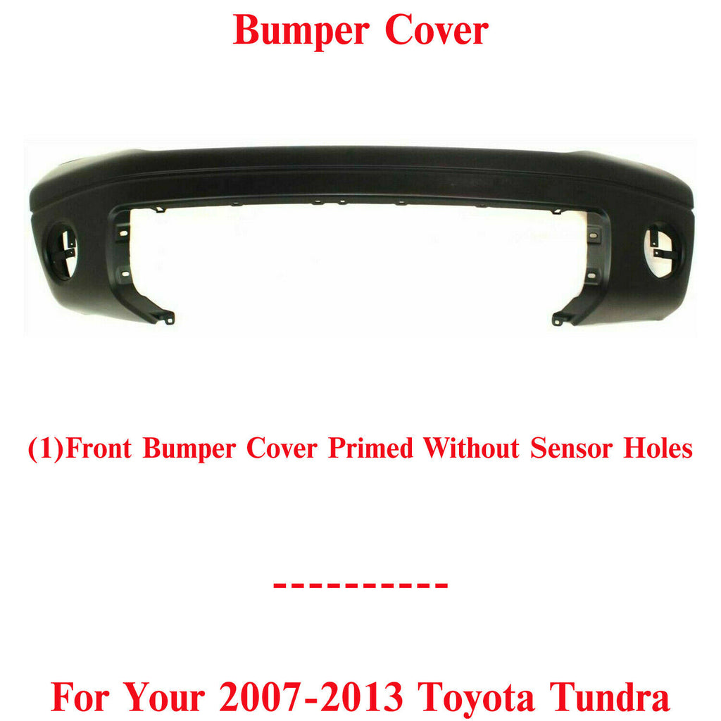 Front Bumper Cover Primed with Fog Light Holes For 2007-2013 Toyota Tundra