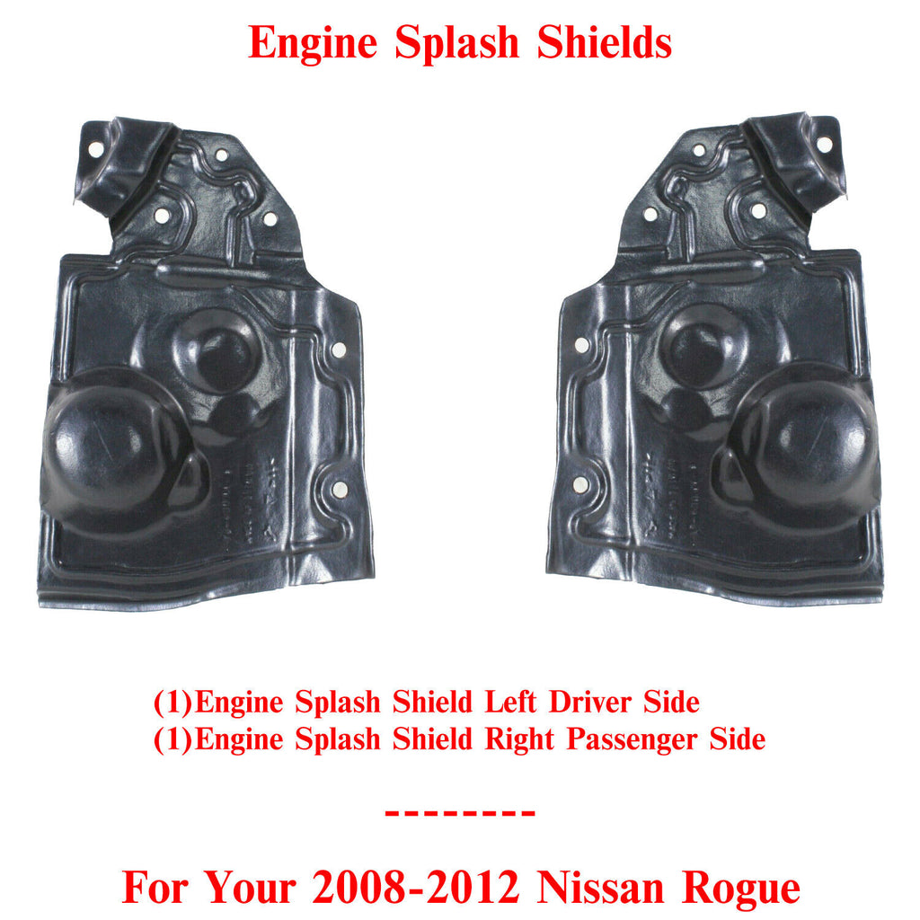 Engine Splash Shield Left Driver & Right Passenger Side For 2008-12 Nissan Rogue