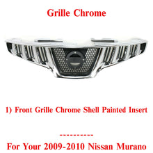 Load image into Gallery viewer, Front Grille Chrome Shell With Black Insert Plastic For 2009-2010 Nissan Murano
