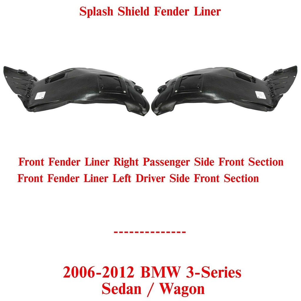 Front Splash Shield Fender Liner LH+RH Side For 2006-12 BMW 3-Series Sedan/Wagon