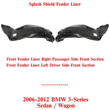 Load image into Gallery viewer, Front Splash Shield Fender Liner LH+RH Side For 2006-12 BMW 3-Series Sedan/Wagon