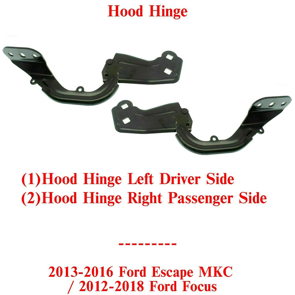 Set of 2 Hood Hinge LH & RH Side For 2013-16 Ford Escape MKC /2012-18 Ford Focus