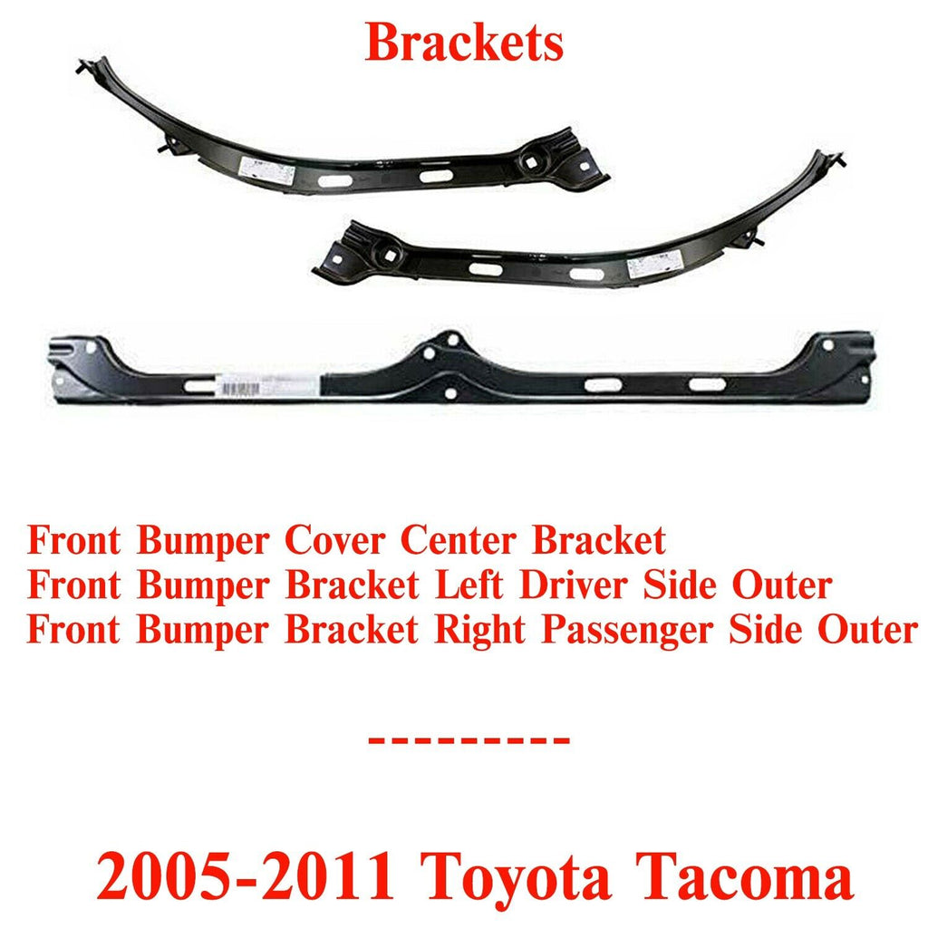 Front Bumper Center + Outer Brackets LH & RH Side For 2005-2011 Toyota Tacoma