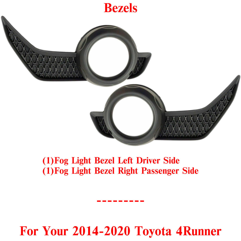 Fog Light Bezel Textured Without Chrome Trim For 2014-2020 Toyota 4Runner