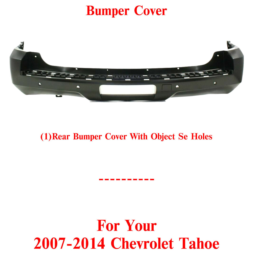 Rear Bumper Cover With Object Sensor Holes Primed For 2007-2014 Chevrolet Tahoe