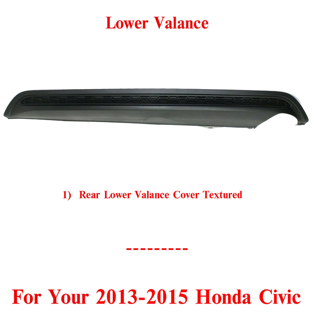 Rear Lower Valance Cover Textured Plastic For 2013-2015 Honda Civic Sedan