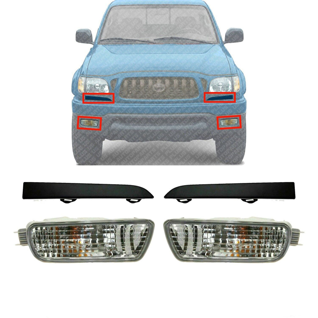 Front Headlight Filler + Signal Light LH & RH Side For 2001-2004 Toyota Tacoma