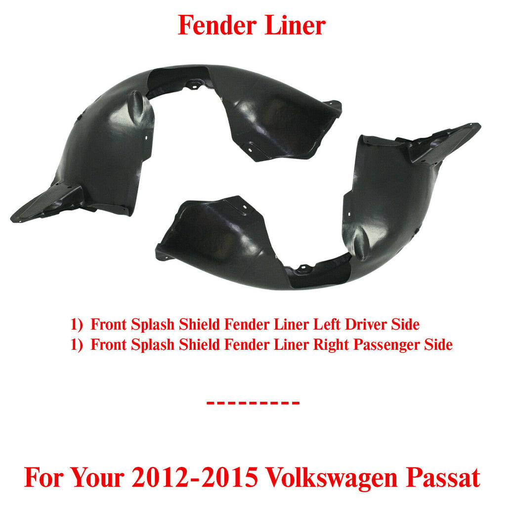 Front Splash Shield Fender Liner LH & RH Side For 2012-2015 Volkswagen Passat