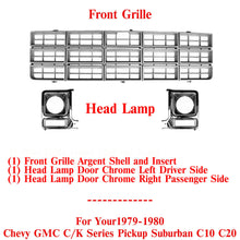 Load image into Gallery viewer, Grille silver and Headlamp Bezel Chrome For 79-80 Chevy GMC C/K Series C10 C20