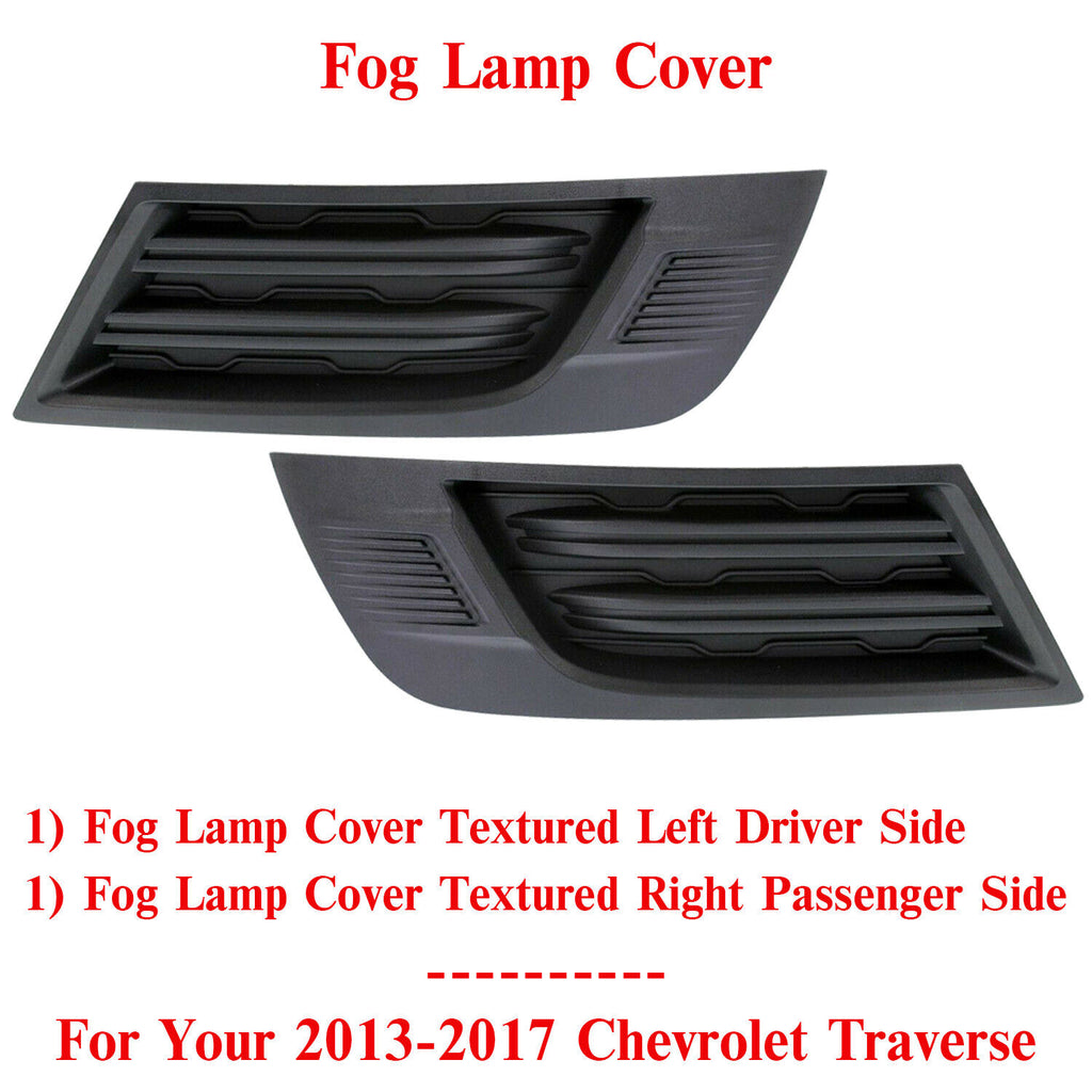 Fog Lamp Cover Textured Plastic Left & Right Side For 2013-17 Chevrolet Traverse