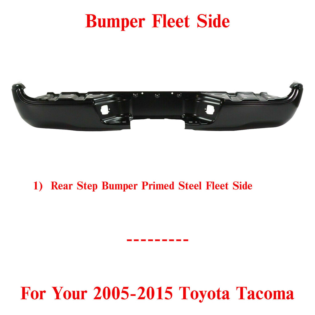 Rear Primed Steel Step Bumper Fleet Side For 2005-2015 Toyota Tacoma