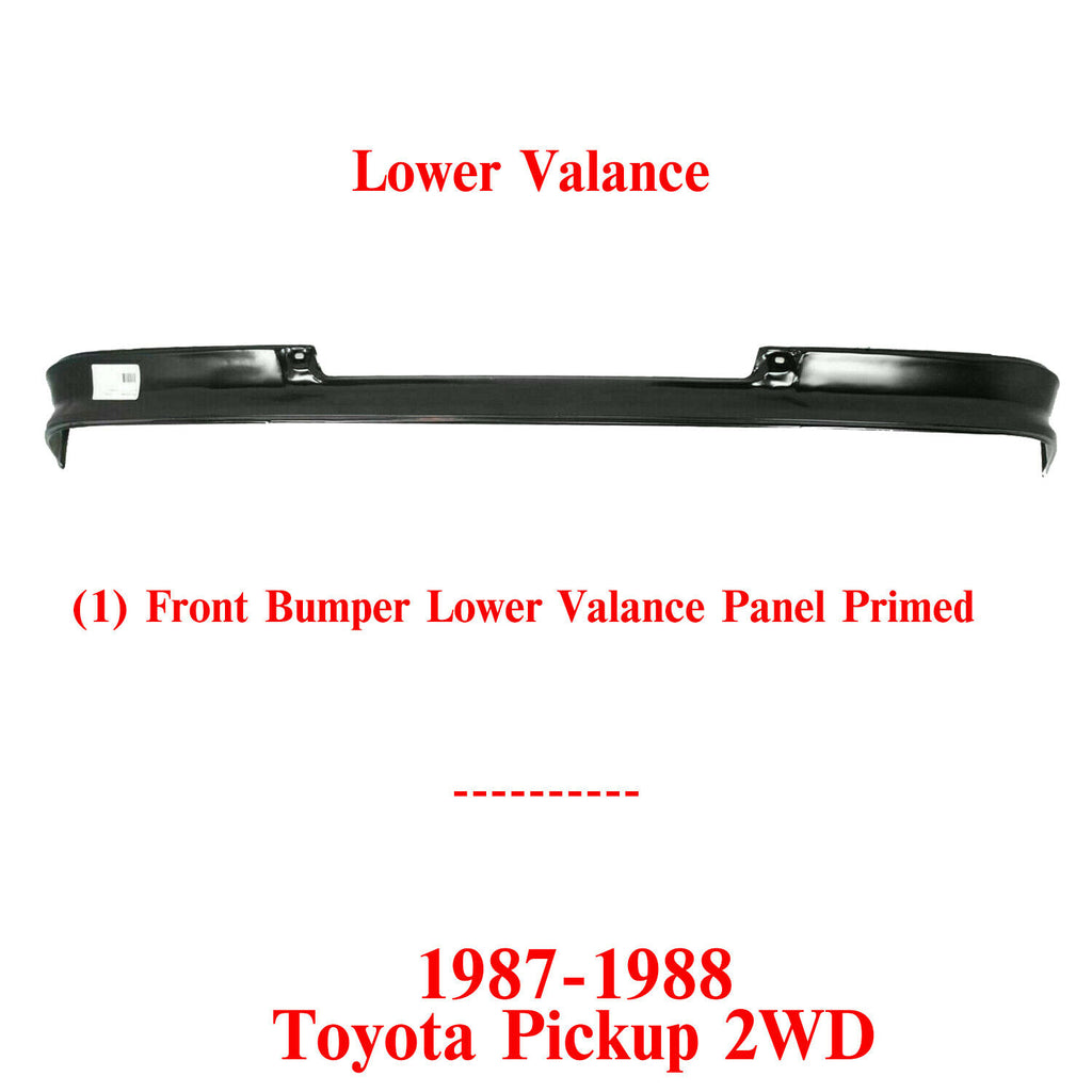 Front Bumper Lower Valance Panel Primed Steel For 1987-1988 Toyota Pickup 2WD