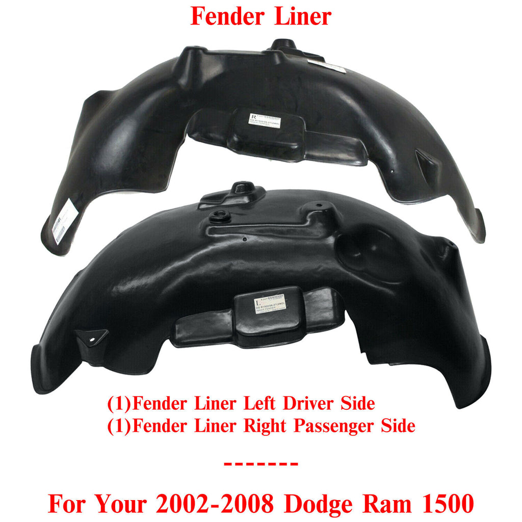 Splash Shield Fender Liner Left & Right Side For 2002-2008 Dodge Ram 1500