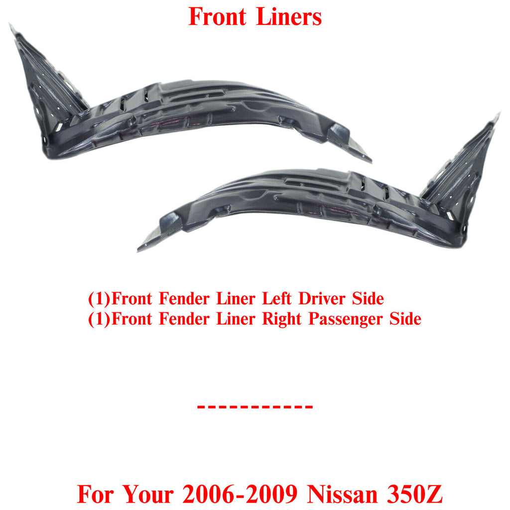 Front Fender Liner Left Driver and Right Passenger Side For 2006-09 Nissan 350Z